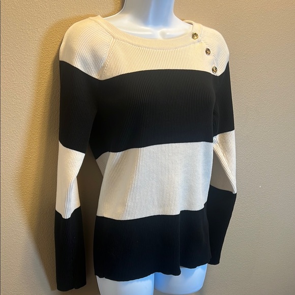 Ralph Lauren Women’s Black and White Striped Sweater Size XL - Picture 2 of 10